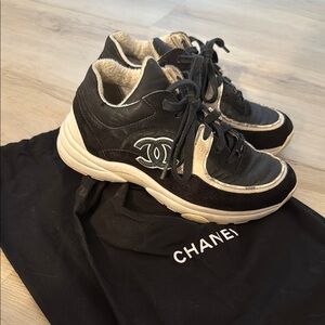 Chanel Black and Cream Sneakers